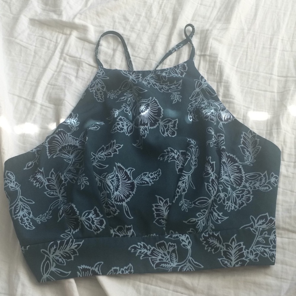 Teal Halter Crop Top with Adjustable Back